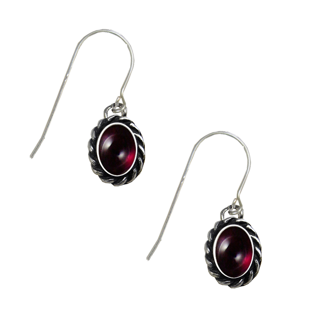 Sterling Silver Garnet Gemstone Drop Dangle Earrings